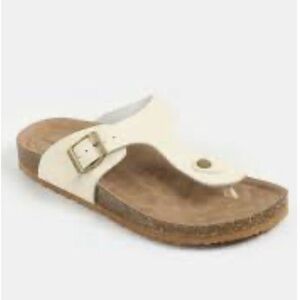Maurices Chloe Ivory:Cream Cork Thong/Sandals with Buckle and gold hardware